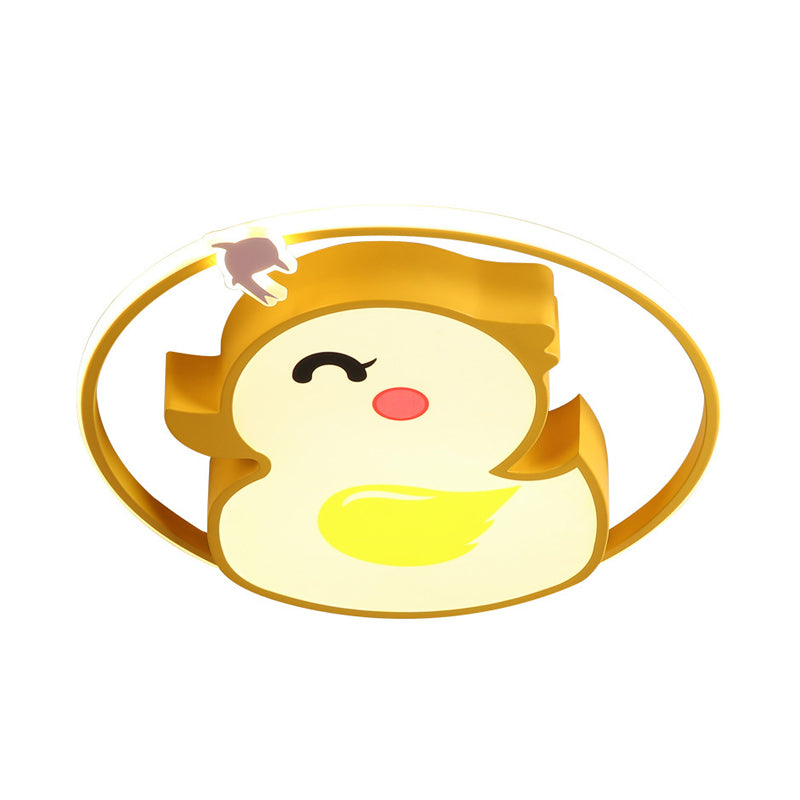 Cartoon LED Plafond Flush Mount Geel Vrolijke Eend Flushmount Verlichting met Acryl