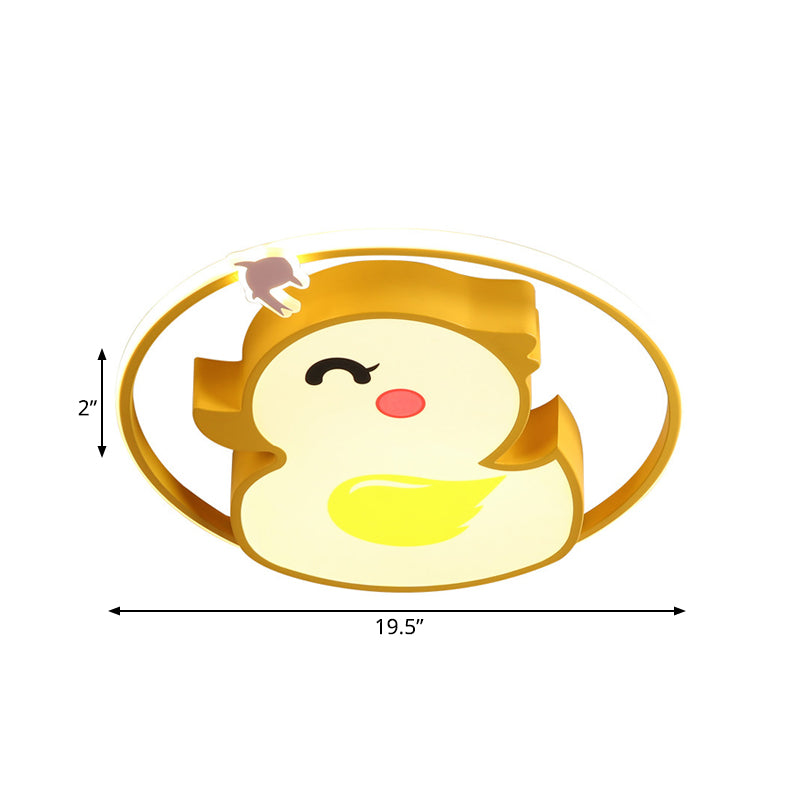 Cartoon LED Plafond Flush Mount Geel Vrolijke Eend Flushmount Verlichting met Acryl