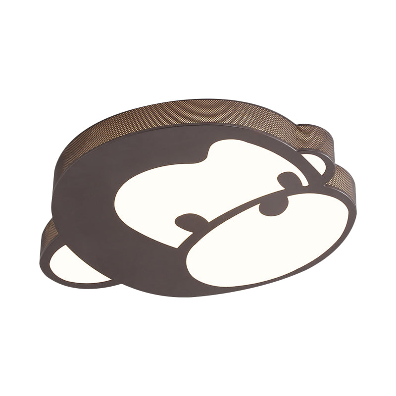 Cartoon Monkey Flush Opgezette Lamp Ijzer Kids Slaapkamer LED Plafond Fixture in Zwart, Warm/Wit Licht