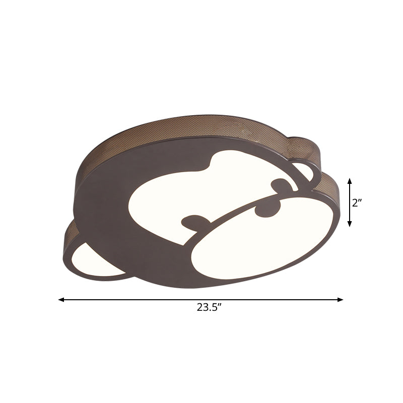 Cartoon Monkey Flush Opgezette Lamp Ijzer Kids Slaapkamer LED Plafond Fixture in Zwart, Warm/Wit Licht