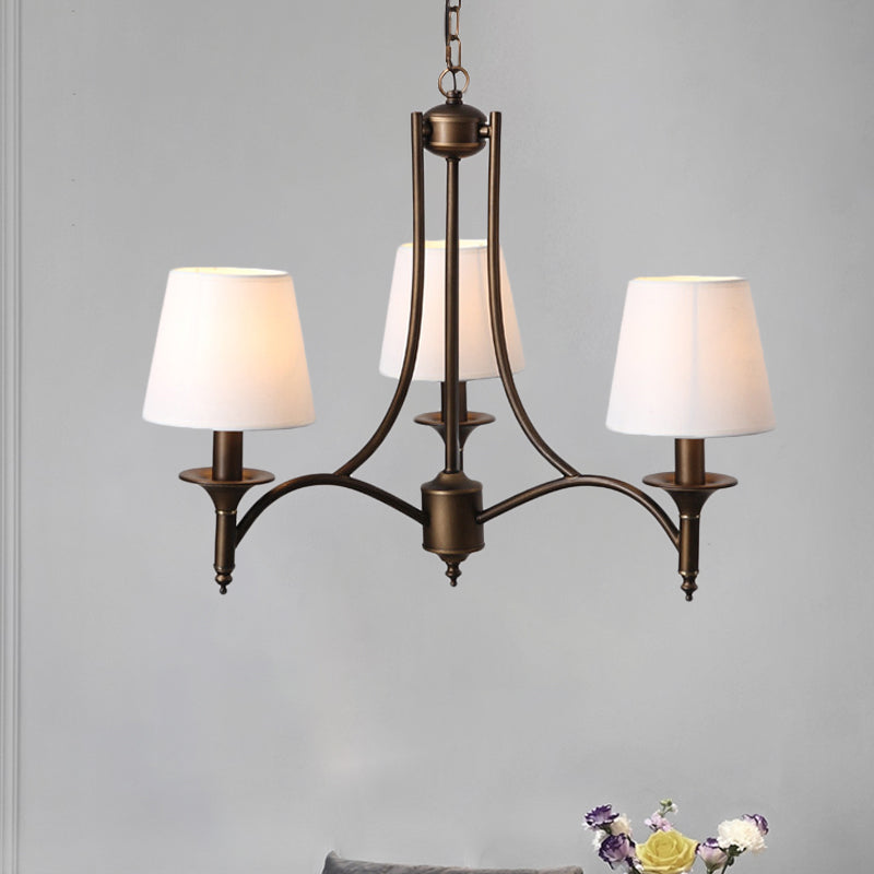 Tapered Fabric Pendant Light Kit Rustic 3/8-Light Living Room Hanging Chandelier in Blue