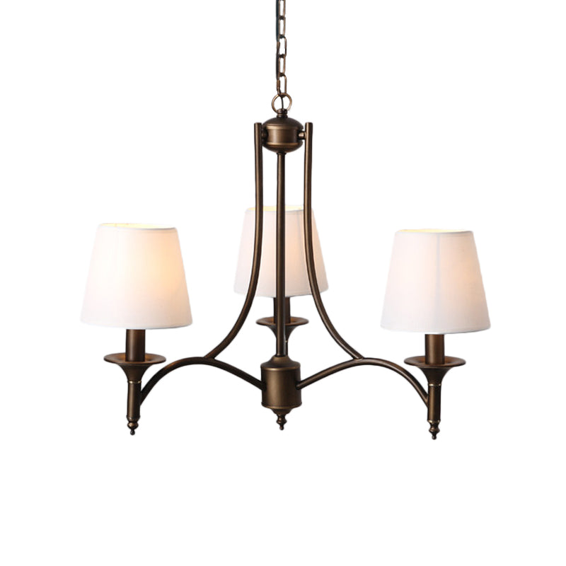 Tapered Fabric Pendant Light Kit Rustic 3/8-Light Living Room Hanging Chandelier in Blue