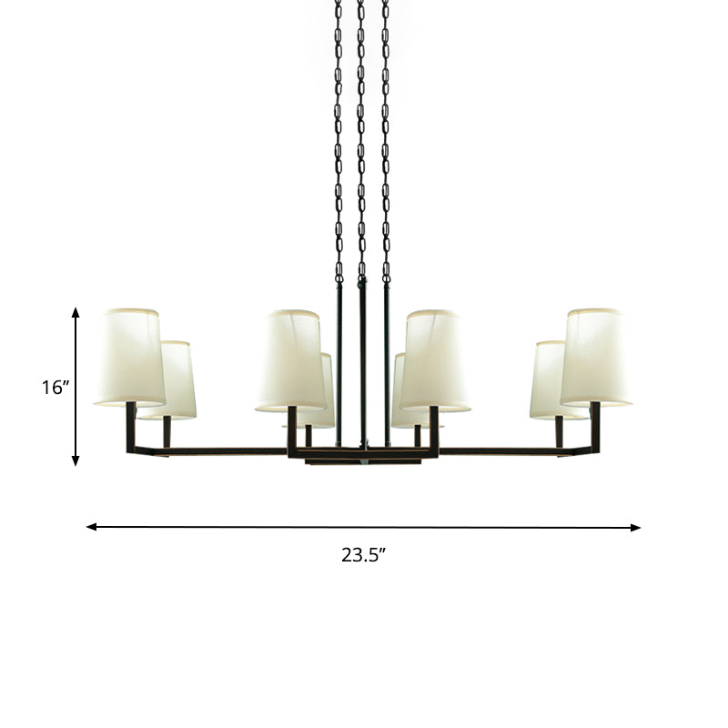 Blanc 6 bulbes suspendus lustre classique tissu conique pendule de pendule pour le salon