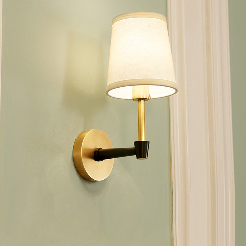 Traditional Tapered Wall Mount Light Fixture 1/2-Bulb Fabric Wall Sconce Lighting in Black