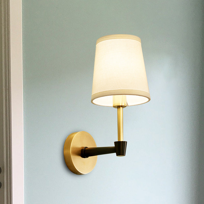 Traditional Tapered Wall Mount Light Fixture 1/2-Bulb Fabric Wall Sconce Lighting in Black