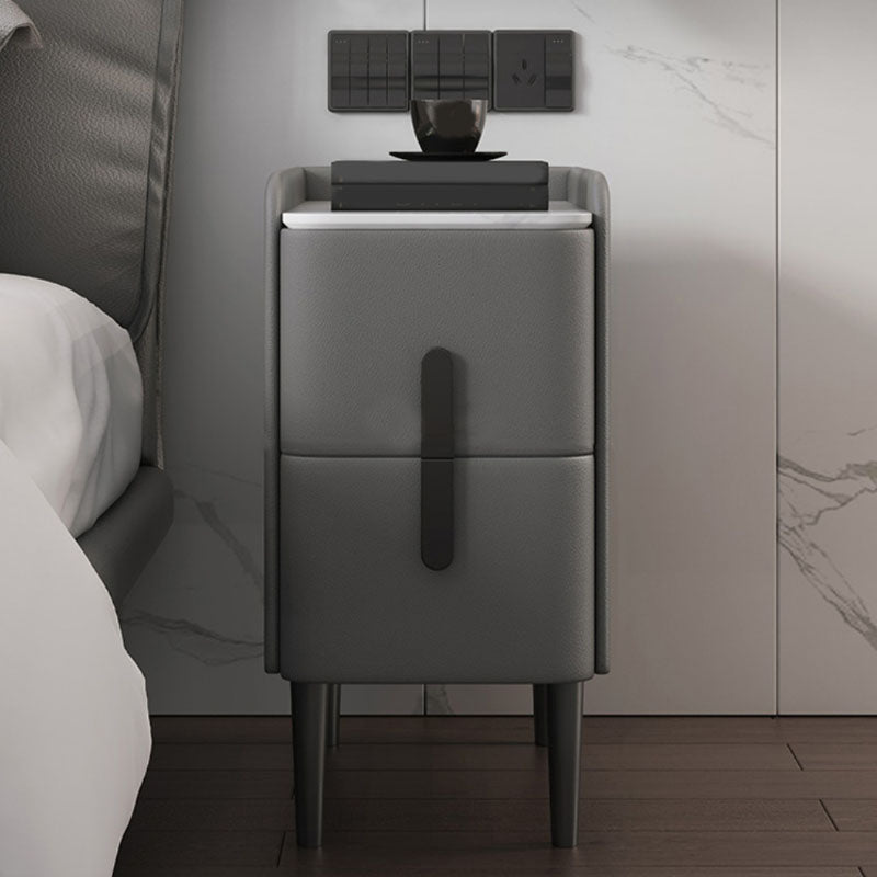 Contemporary Stone Bedside Cabinet with 2 Pine Drawers for Bedroom