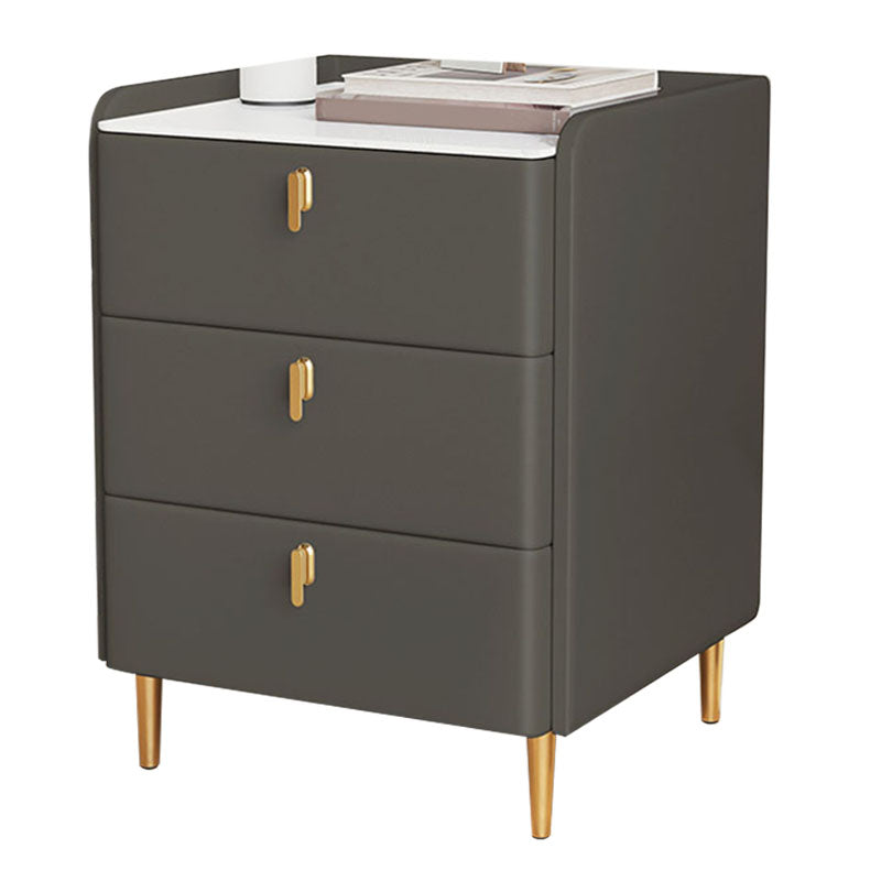 Contemporary Stone Bedside Cabinet with 3 Drawers for Bedroom