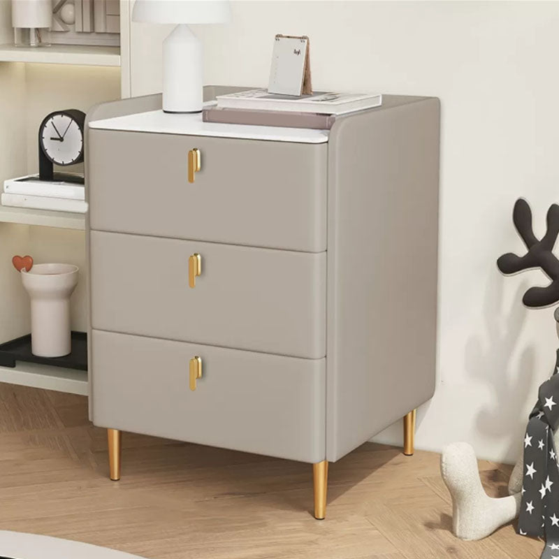 Contemporary Stone Bedside Cabinet with 3 Drawers for Bedroom