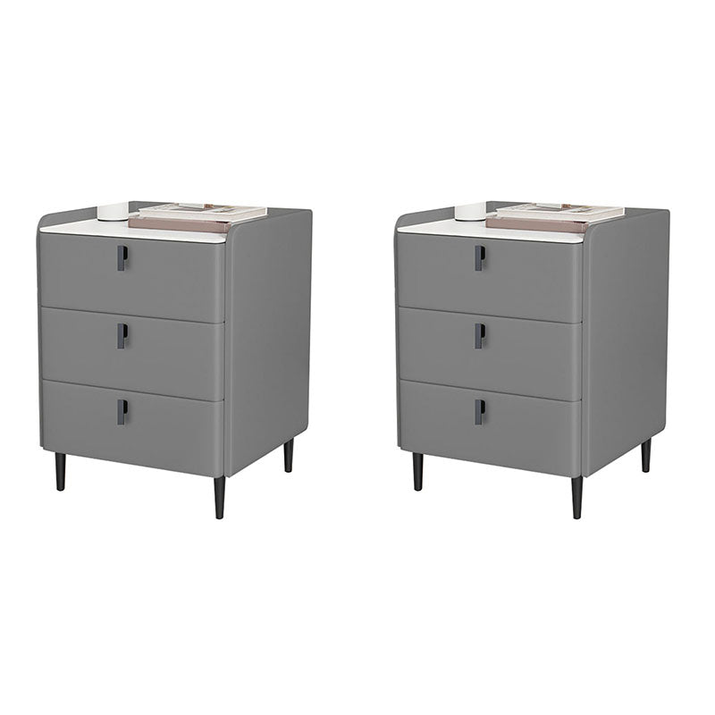Contemporary Stone Bedside Cabinet with 3 Drawers for Bedroom