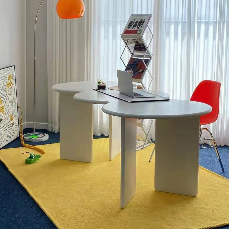 Irregular Shaped Office Laptop Table Wood Writing Desk with 4 Legs