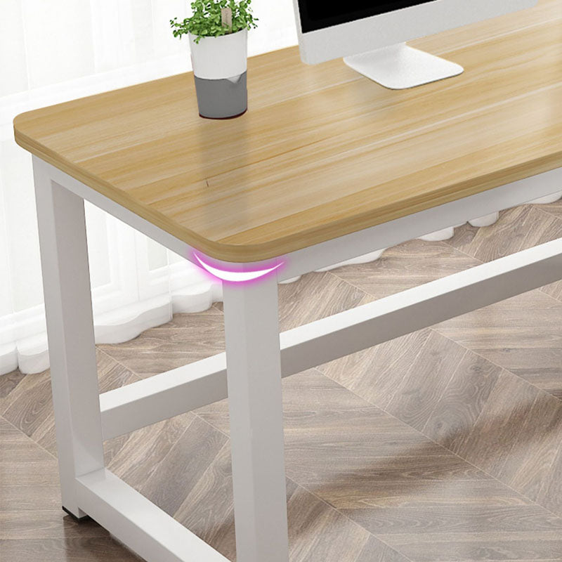 Rectangular Shaped Office Writing Table Wood in Natural with Metal Legs