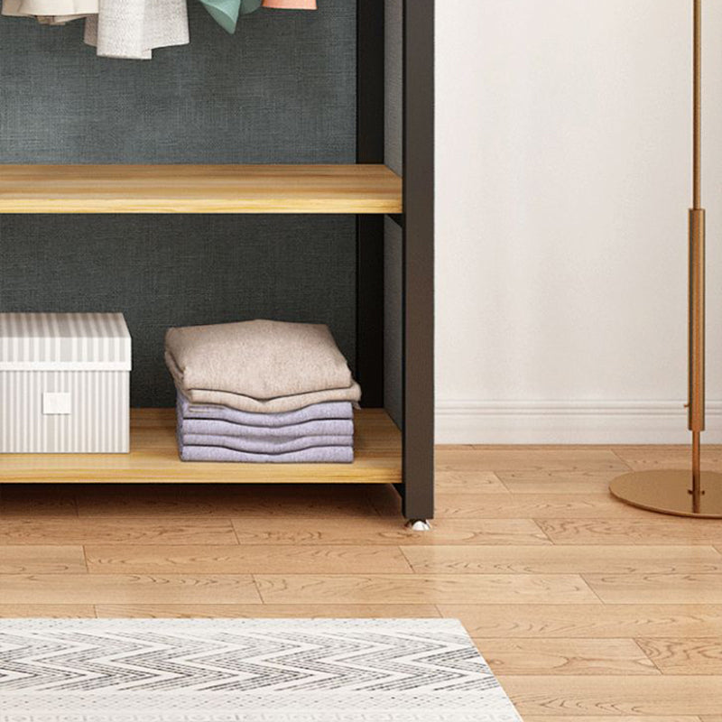 Modern Metal Frame Wardrobe Freestanding Wardrobe with Garment Rod for Bedroom