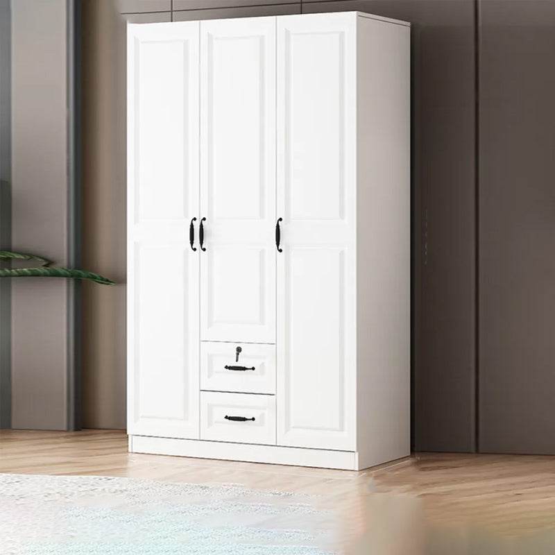 Hinged Wardrobe Cabinet White Wardrobe Armoire with Shelves for Home