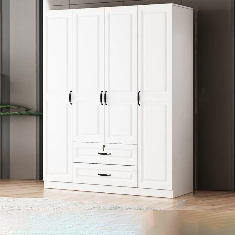 Hinged Wardrobe Cabinet White Wardrobe Armoire with Shelves for Home