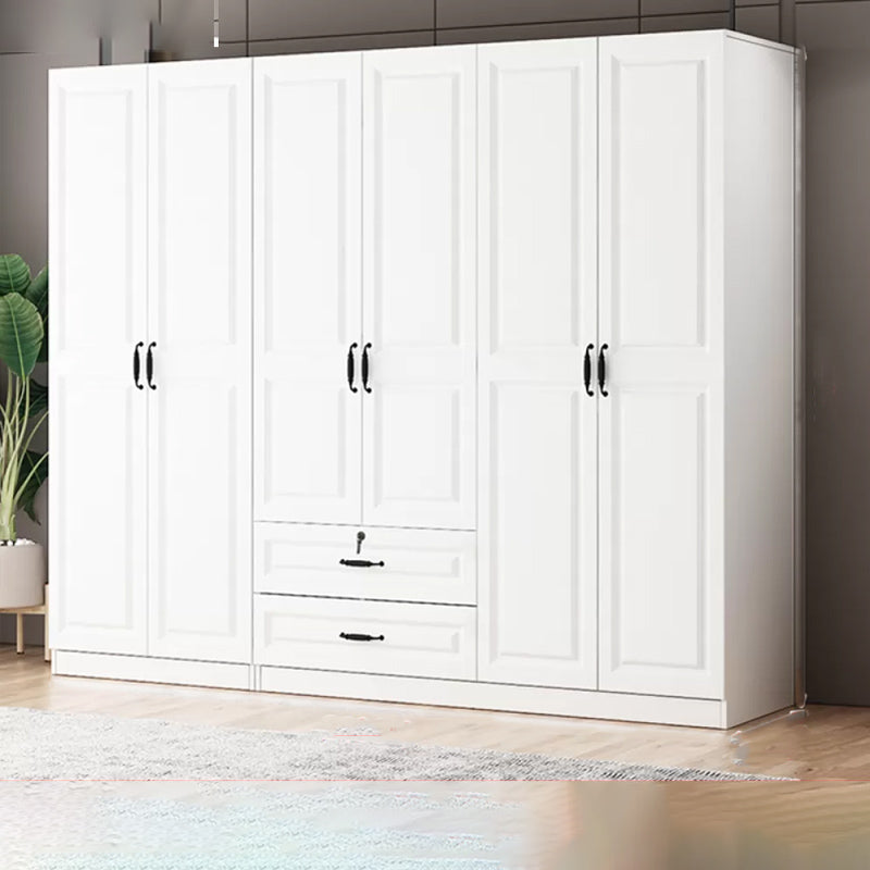 Hinged Wardrobe Cabinet White Wardrobe Armoire with Shelves for Home