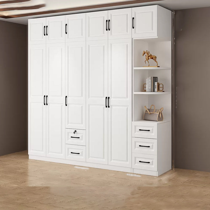 Hinged Wardrobe Cabinet White Wardrobe Armoire with Shelves for Home