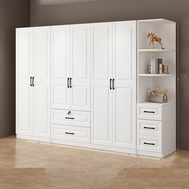 Hinged Wardrobe Cabinet White Wardrobe Armoire with Shelves for Home