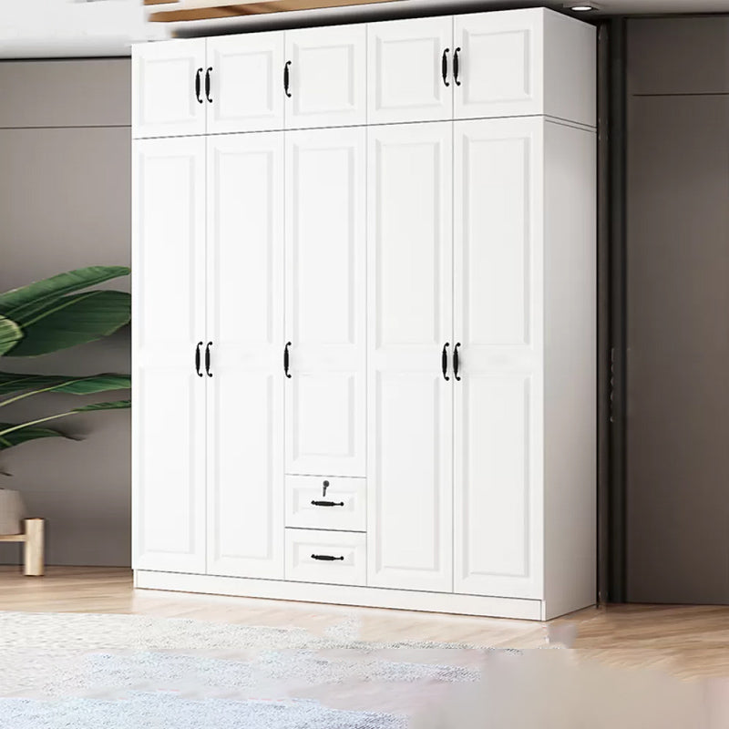 Hinged Wardrobe Cabinet White Wardrobe Armoire with Shelves for Home