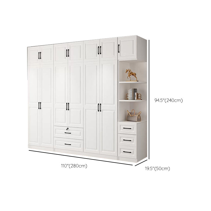 Hinged Wardrobe Cabinet White Wardrobe Armoire with Shelves for Home