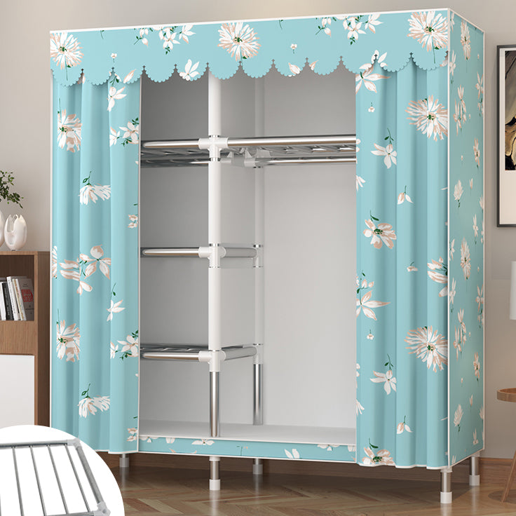 Metal Wardrobe Cabinet Modern Wardrobe Armoire with Shelves and Legs