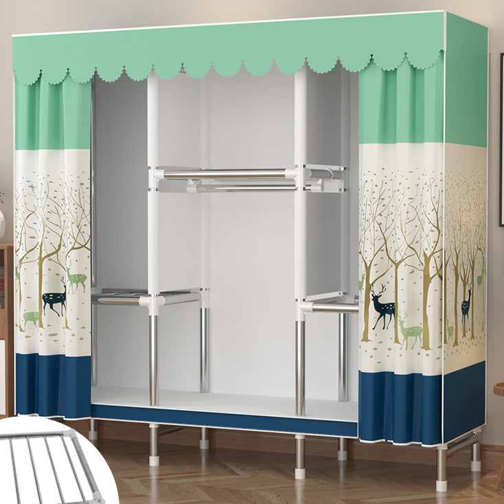 Metal Wardrobe Cabinet Modern Wardrobe Armoire with Shelves and Legs