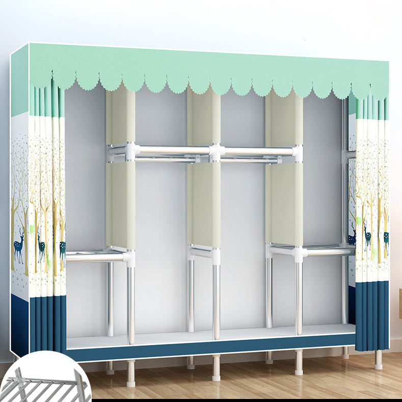 Metal Wardrobe Cabinet Modern Wardrobe Armoire with Shelves and Legs