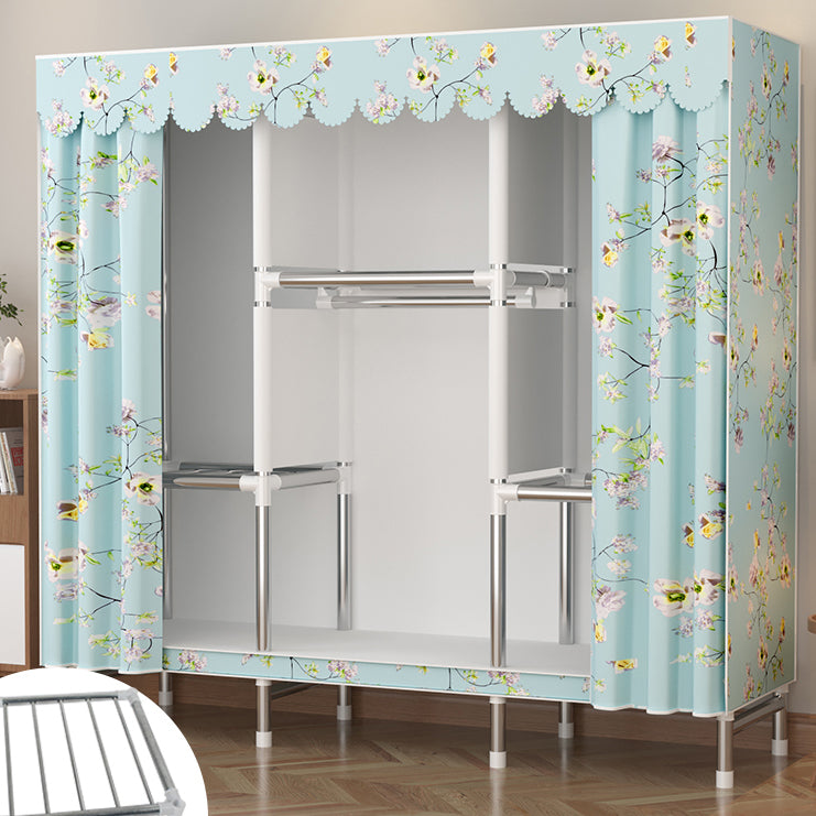 Metal Wardrobe Cabinet Modern Wardrobe Armoire with Shelves and Legs