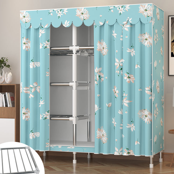 Metal Wardrobe Cabinet Modern Wardrobe Armoire with Shelves and Legs