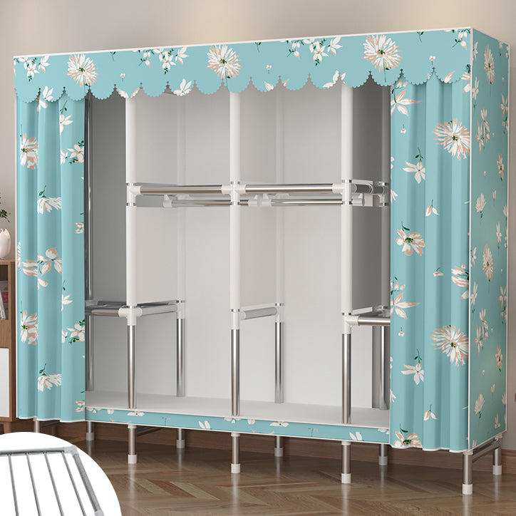 Metal Wardrobe Cabinet Modern Wardrobe Armoire with Shelves and Legs