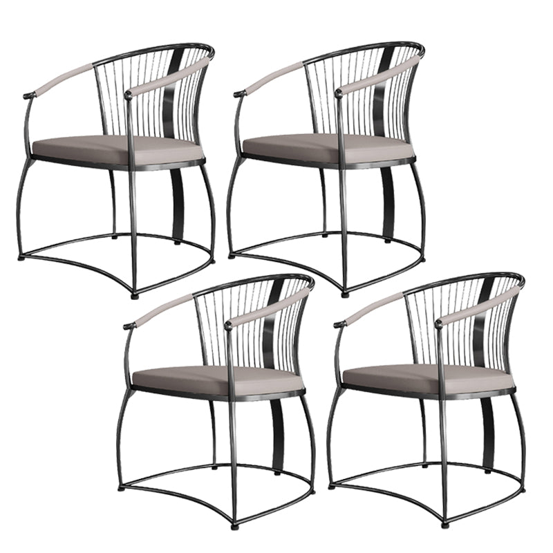 Modern Armrest Backrest Cushion Chair with Metal Legs for Dining Room