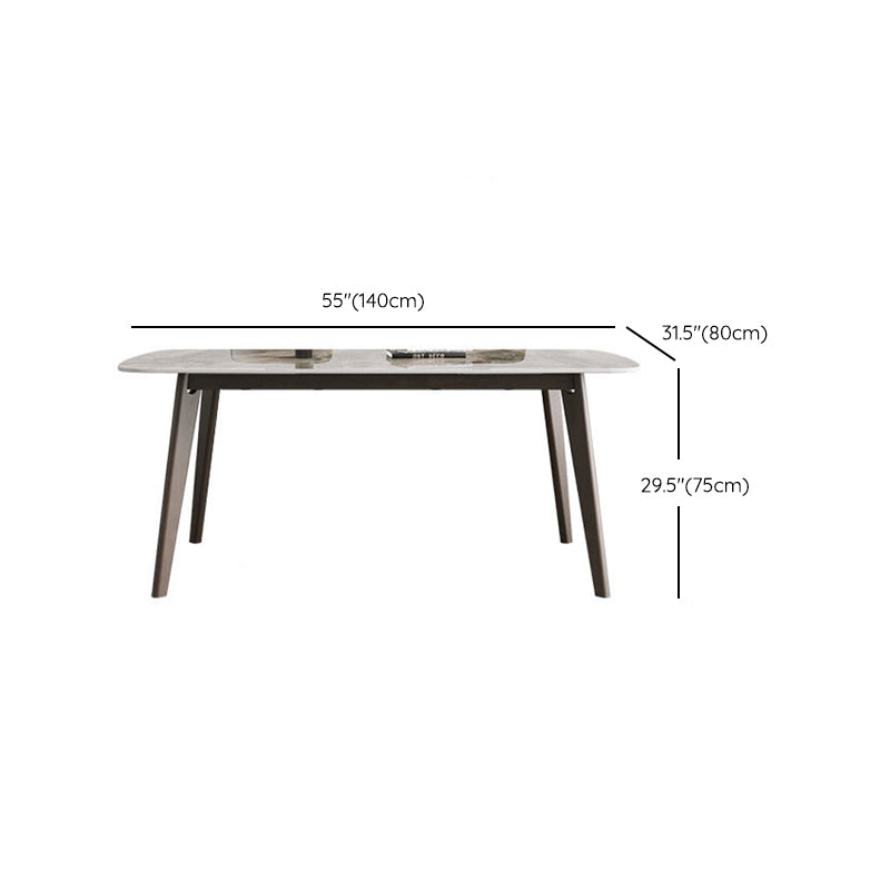 Modern Stone Dining Room Table for 2-6 Person Grey Rectangular Top