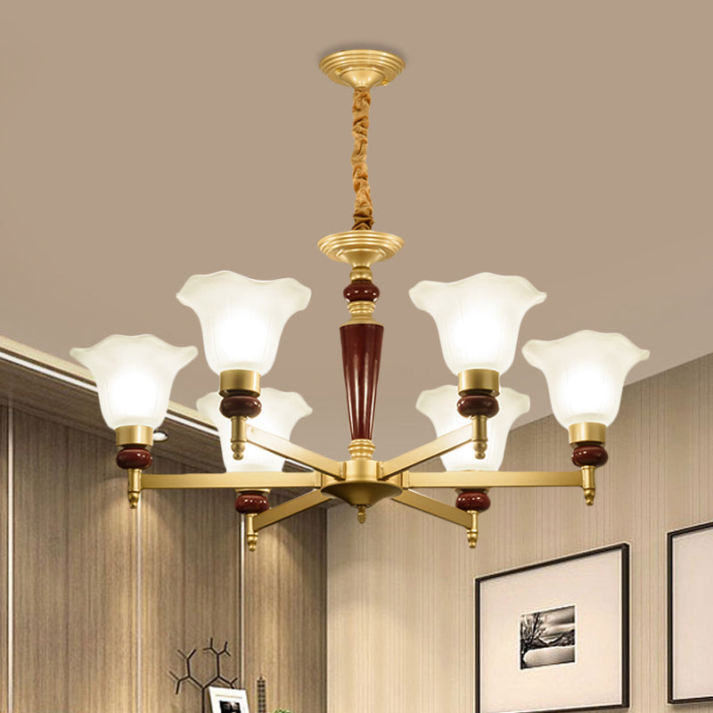 Lampadario in vetro glassati leggera stile rustico 3/6/8 luci soggiorno sospensione in oro