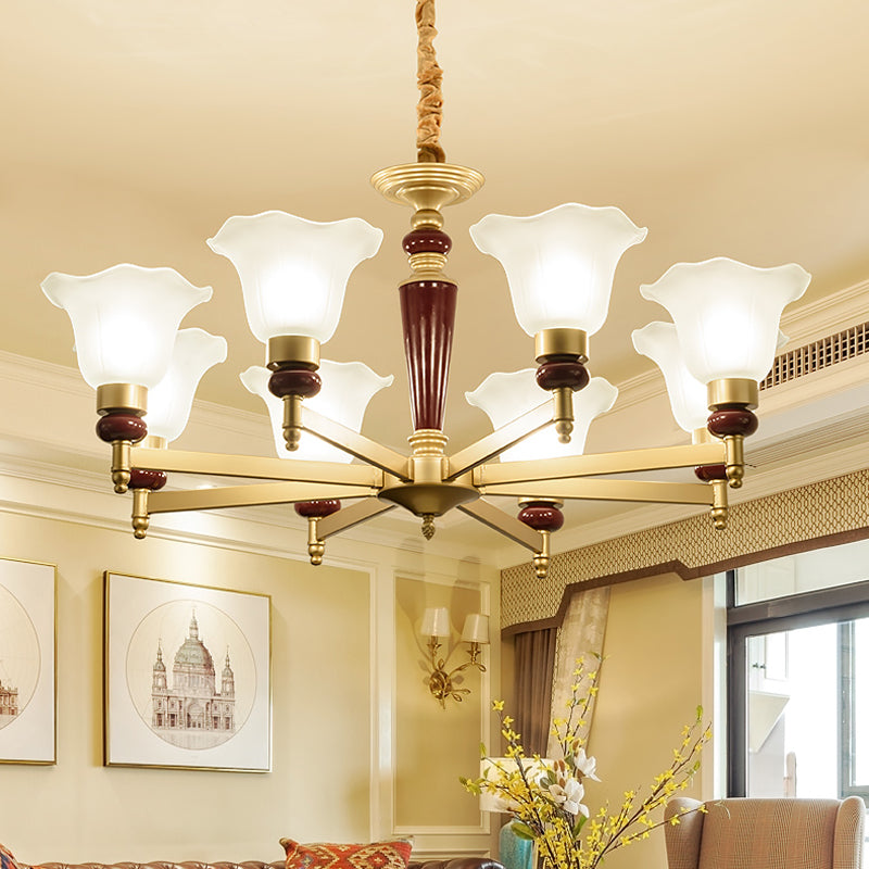 Lampadario in vetro glassati leggera stile rustico 3/6/8 luci soggiorno sospensione in oro