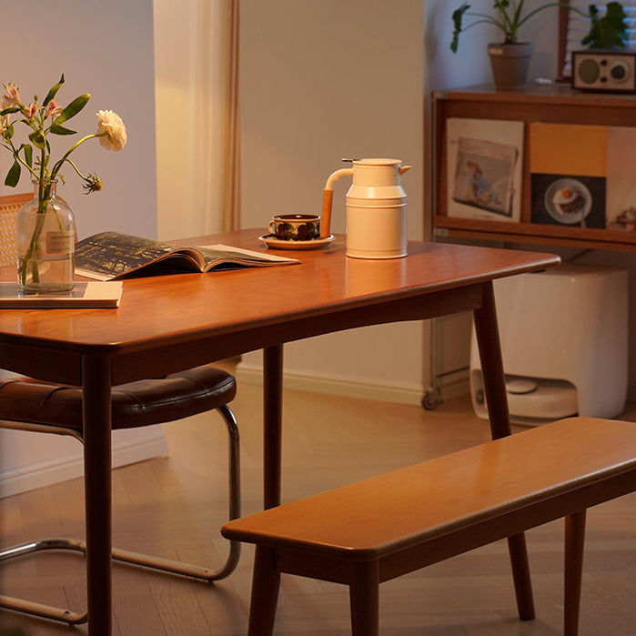 Modern Oak Natural Rectangular Top Dining Table with 4 Wood Legs