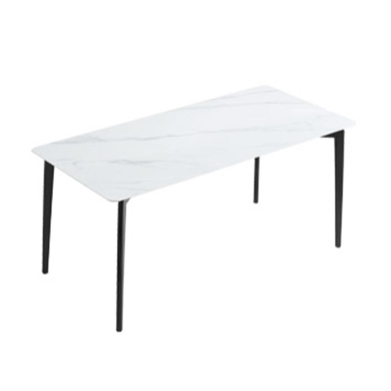 Contemporary Rectangular Stone Dining Table with 4 Steel Fool