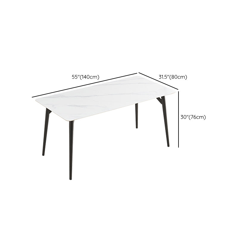 Contemporary Rectangular White Stone Top Dining Table with Legs