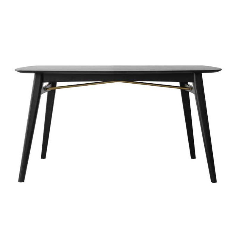 Black Modern Rectangular Oak Tabletop Dining Table for 4 People