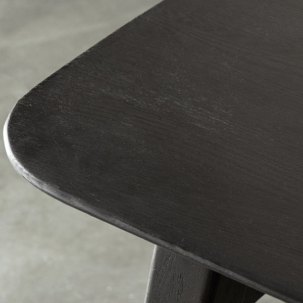 Black Modern Rectangular Oak Tabletop Dining Table for 4 People