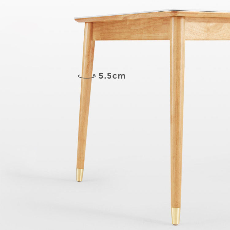 Contemporary Rectangular Stone Dining Table with Oak Brown Legs