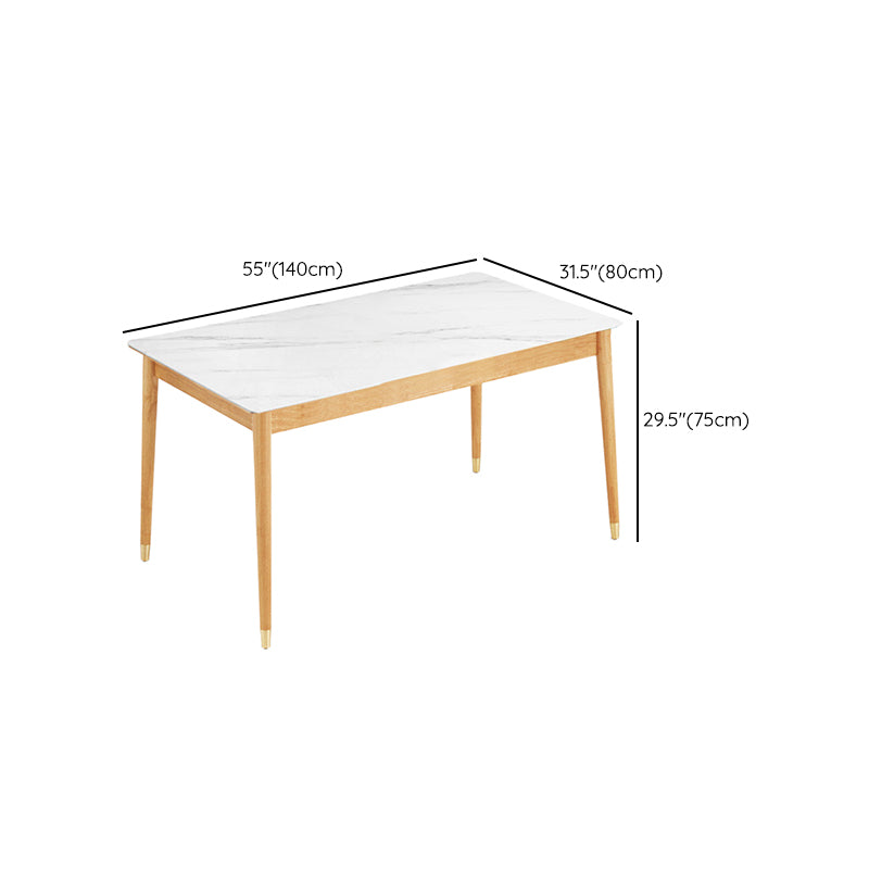 Contemporary Rectangular Stone Dining Table with Oak Brown Legs