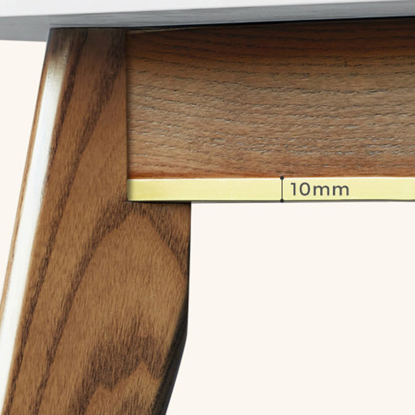 Contemporary Rectangular White Stone Dining Table with 4 Wooden Foot