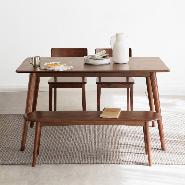 Modern Rectangular Oak Brown Top Dining Table with 4 Wood Legs