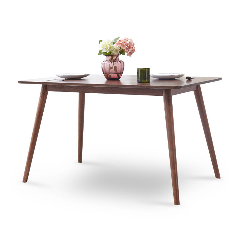 Modern Rectangular Oak Brown Top Dining Table with 4 Wood Legs