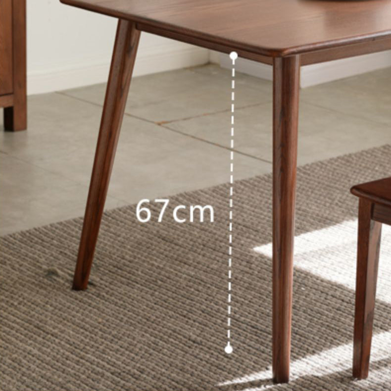 Modern Rectangular Oak Brown Top Dining Table with 4 Wood Legs