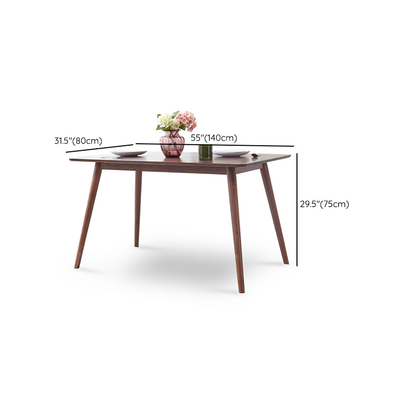 Modern Rectangular Oak Brown Top Dining Table with 4 Wood Legs
