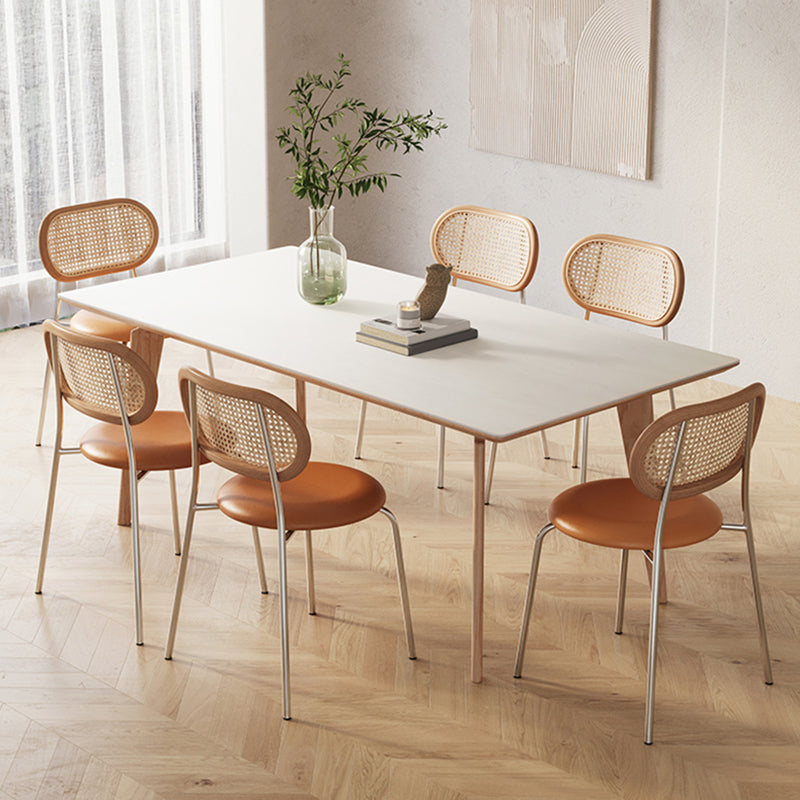 Contemporary Rectangular Dining Table with Light Brown Solid Wood Legs