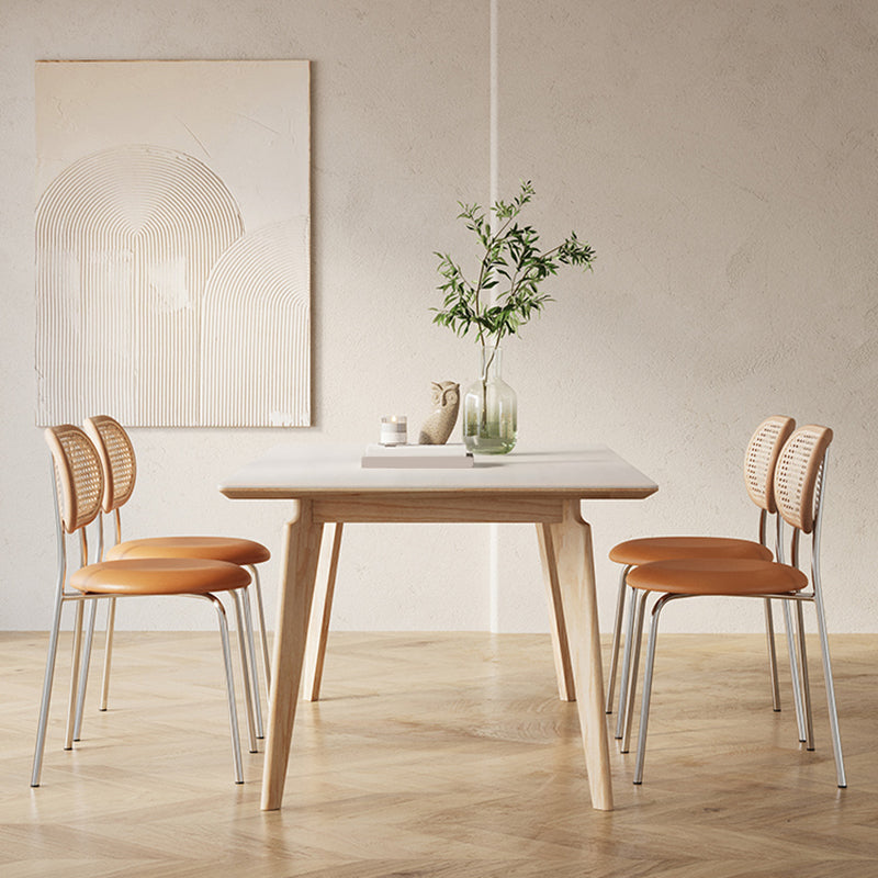 Contemporary Rectangular Dining Table with Light Brown Solid Wood Legs