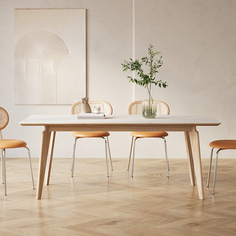 Contemporary Rectangular Dining Table with Light Brown Solid Wood Legs