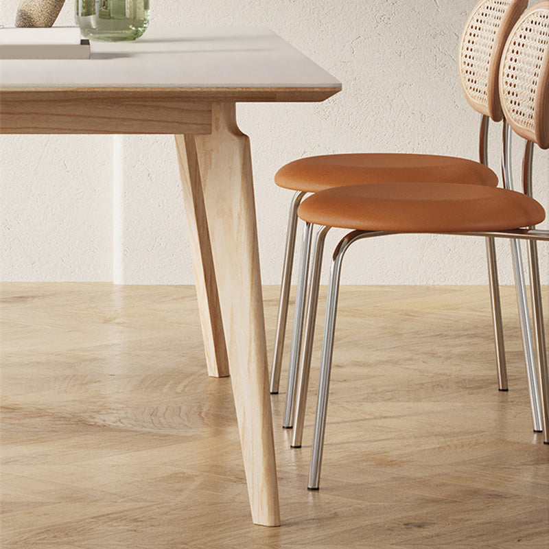 Contemporary Rectangular Dining Table with Light Brown Solid Wood Legs