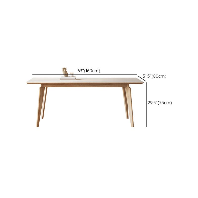 Contemporary Rectangular Dining Table with Light Brown Solid Wood Legs